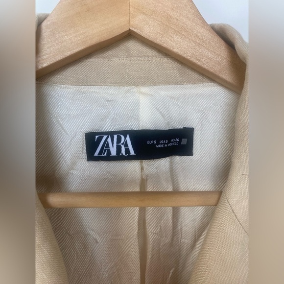 ZARA Linen Crossover Blazer Light Camel |3420/710/743/s - Picture 6 of 14